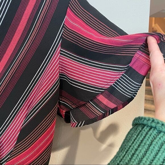 Monteau Striped Faux Wrap dress Large - Picture 5 of 7